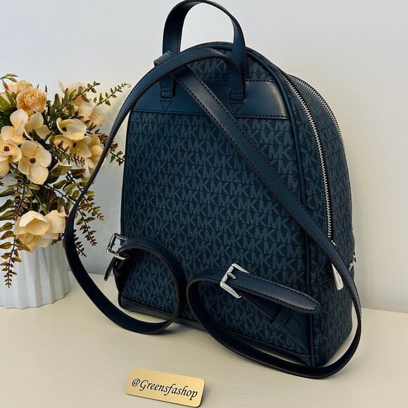 Michael Kors Rhea Medium Signature Logo Backpack Admiral - Picture 4 of 9